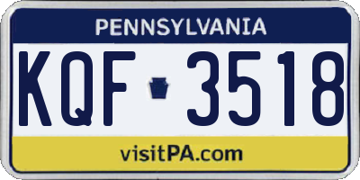 PA license plate KQF3518