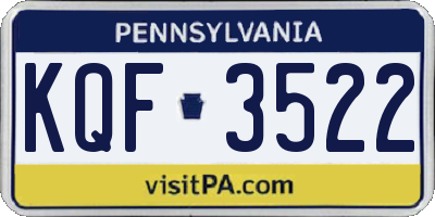 PA license plate KQF3522