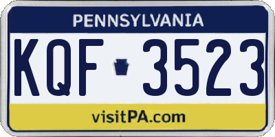 PA license plate KQF3523