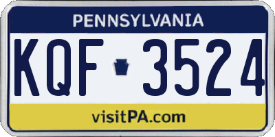 PA license plate KQF3524
