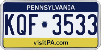 PA license plate KQF3533