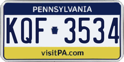 PA license plate KQF3534