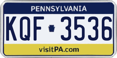 PA license plate KQF3536