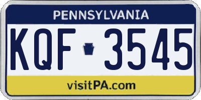 PA license plate KQF3545