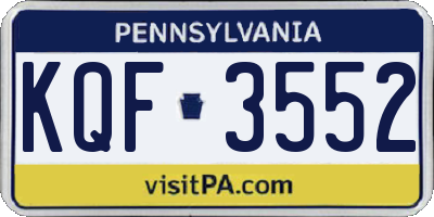 PA license plate KQF3552