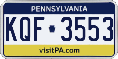PA license plate KQF3553