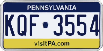PA license plate KQF3554