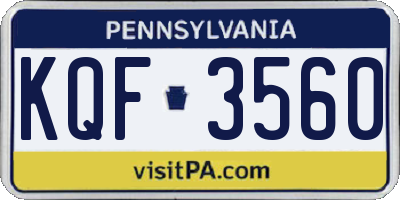 PA license plate KQF3560