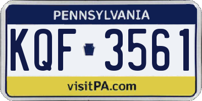 PA license plate KQF3561