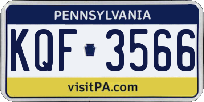 PA license plate KQF3566
