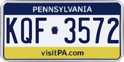 PA license plate KQF3572
