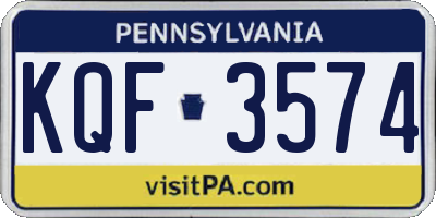 PA license plate KQF3574