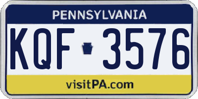 PA license plate KQF3576