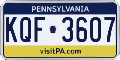 PA license plate KQF3607