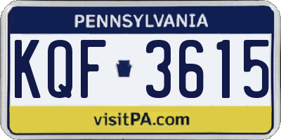 PA license plate KQF3615
