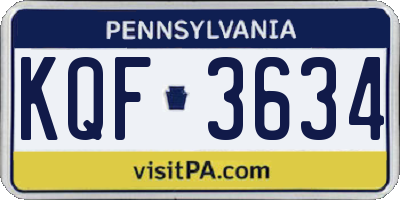 PA license plate KQF3634