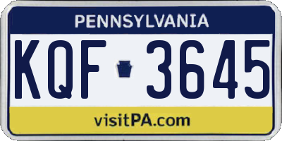 PA license plate KQF3645