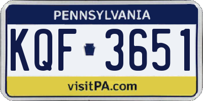 PA license plate KQF3651