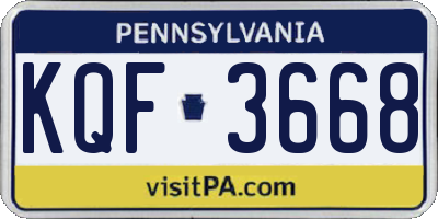 PA license plate KQF3668