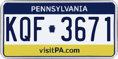 PA license plate KQF3671