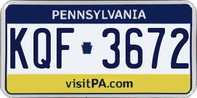 PA license plate KQF3672