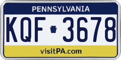 PA license plate KQF3678