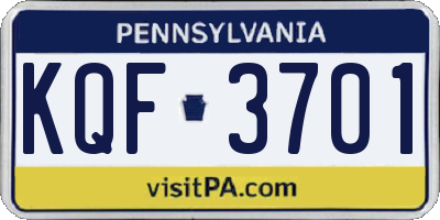 PA license plate KQF3701