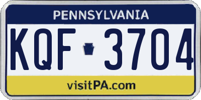 PA license plate KQF3704