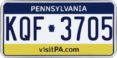 PA license plate KQF3705