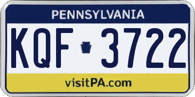 PA license plate KQF3722