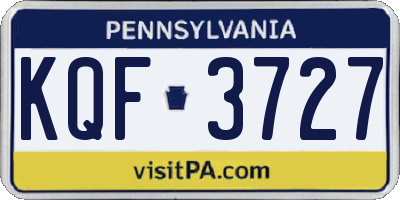 PA license plate KQF3727