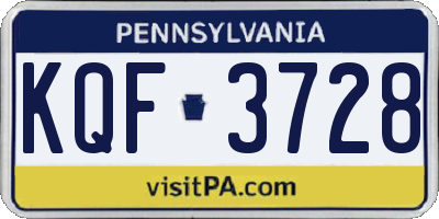 PA license plate KQF3728