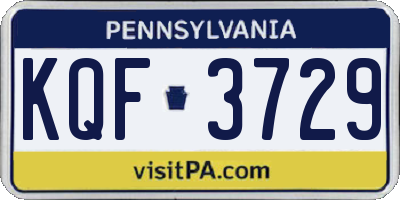 PA license plate KQF3729