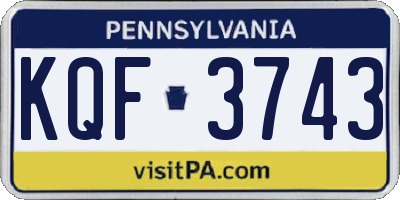 PA license plate KQF3743