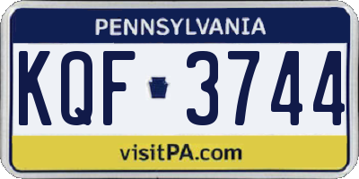 PA license plate KQF3744