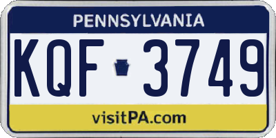 PA license plate KQF3749