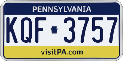PA license plate KQF3757