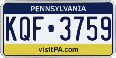 PA license plate KQF3759