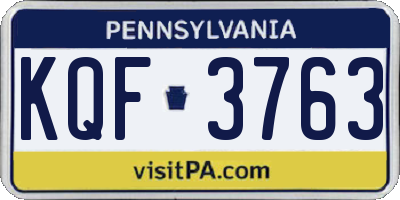 PA license plate KQF3763