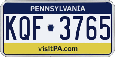 PA license plate KQF3765