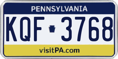 PA license plate KQF3768