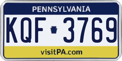 PA license plate KQF3769