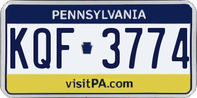 PA license plate KQF3774