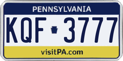 PA license plate KQF3777