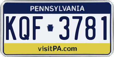 PA license plate KQF3781