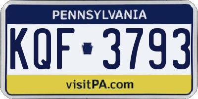 PA license plate KQF3793