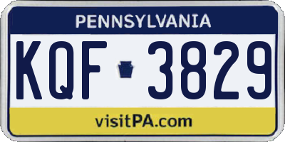 PA license plate KQF3829