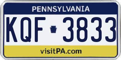 PA license plate KQF3833