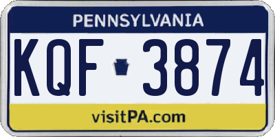 PA license plate KQF3874