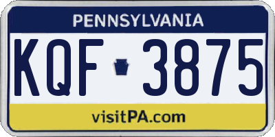 PA license plate KQF3875